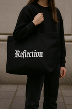 Reflection Gothic Lettering Tote Bag – Black, Red & Navy – Heavyweight Recycled Canvas | Pure Modern Luxury by Starcliffart