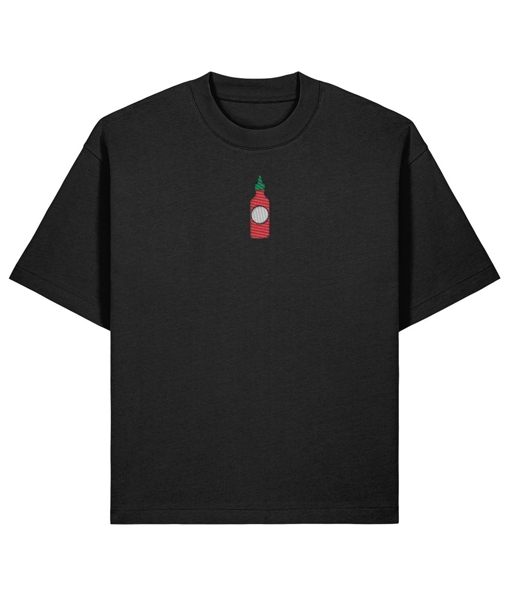 "Asian Hot Chili Sauce" Oversized Shirt —  front embroidery black