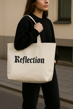 Reflection Gothic Lettering Tote Bag – Off-White – Heavyweight Recycled Canvas | Pure Modern Luxury by Starcliffart