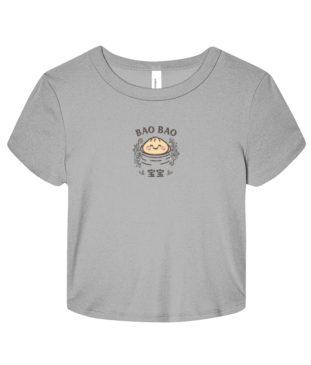"Bao Bao" Embroidered Baby Tee –  Grey