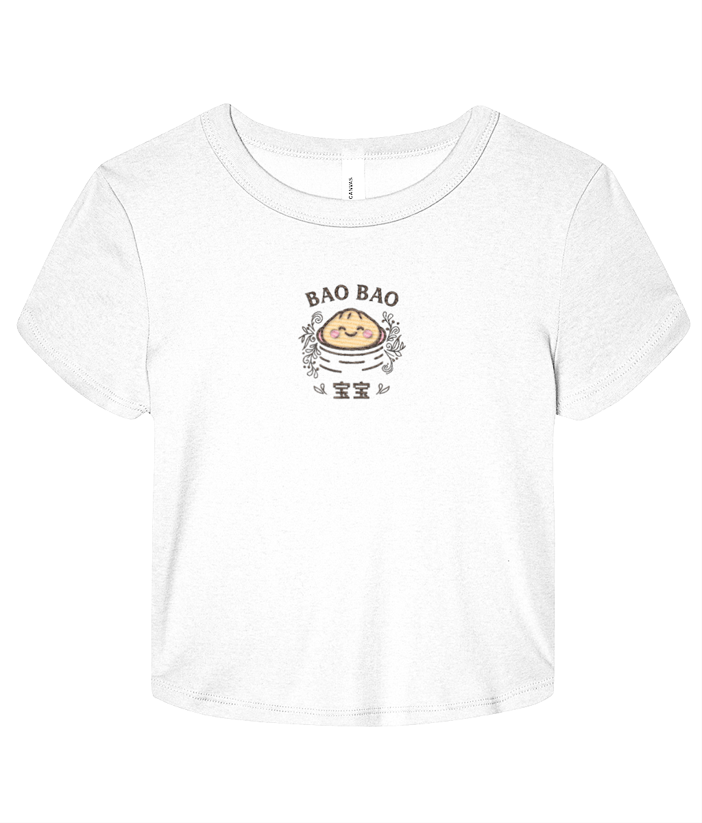 "Bao Bao" Embroidered Baby Tee –  white