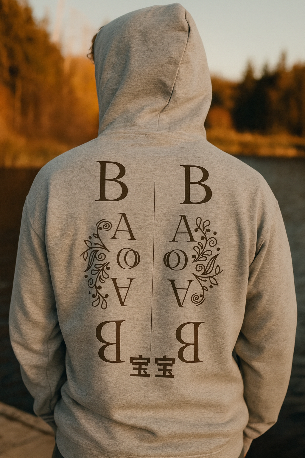 "Bao Bao" Oversized Hoodie – dark grey worn