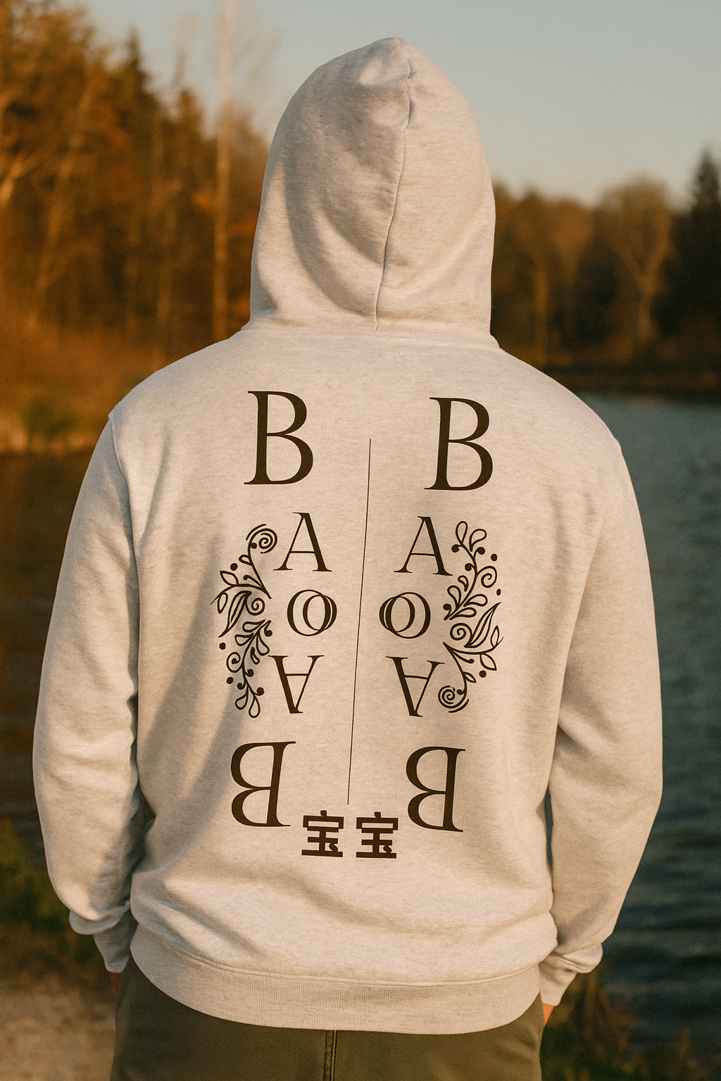 "Bao Bao" Oversized Hoodie – grey worn