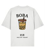 Boba Milk Tea Embroidered Oversized Shirt – Backprint white