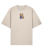 Boba Milk Tea Embroidered Oversized Shirt – Creme front fox