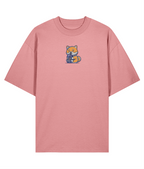Boba Milk Tea Embroidered Oversized Shirt – Pink front