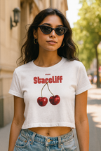 Cherry Baby Tee – White, Cream & Pink | Pure Modern Luxury by Starcliffartwhite worn