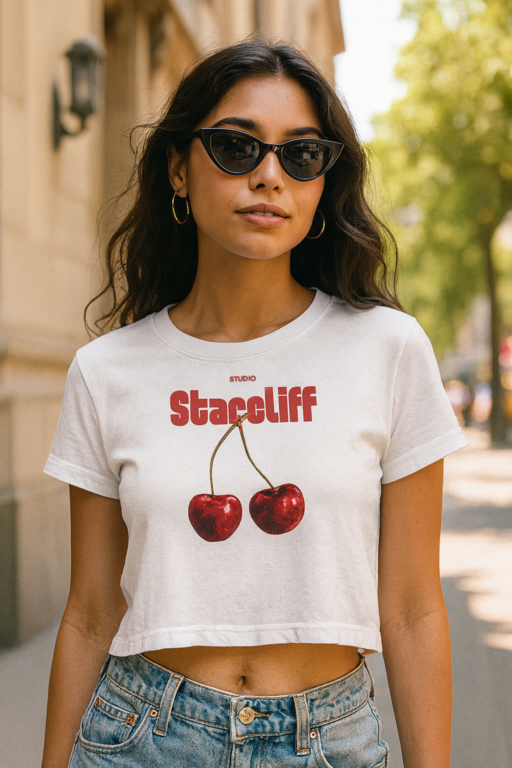Cherry Baby Tee – White, Cream & Pink | Pure Modern Luxury by Starcliffartwhite worn