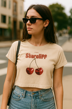 Cherry Baby Tee – White, Cream & Pink | Pure Modern Luxury by Starcliffart creme worn