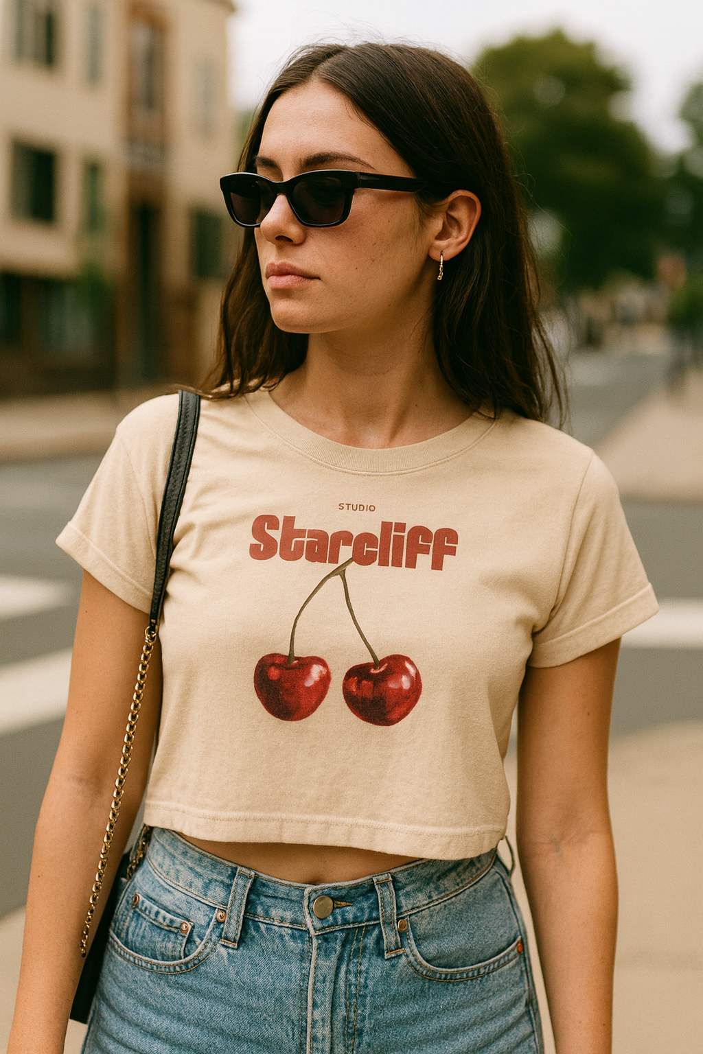 Cherry Baby Tee – White, Cream & Pink | Pure Modern Luxury by Starcliffart creme worn