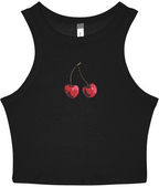 Cherry Embroidered Baby Tank – Black Front
