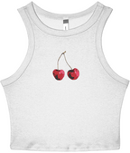 Cherry Embroidered Baby Tank – White Front