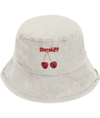 Cherry Embroidered Bucket Hat – Detail Close-Up