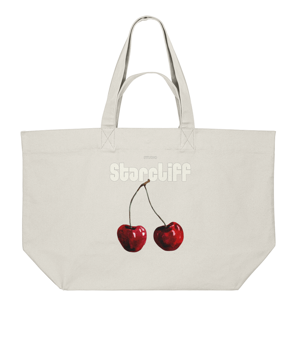 Cherry Embroidered Tote Bag – Offwhite