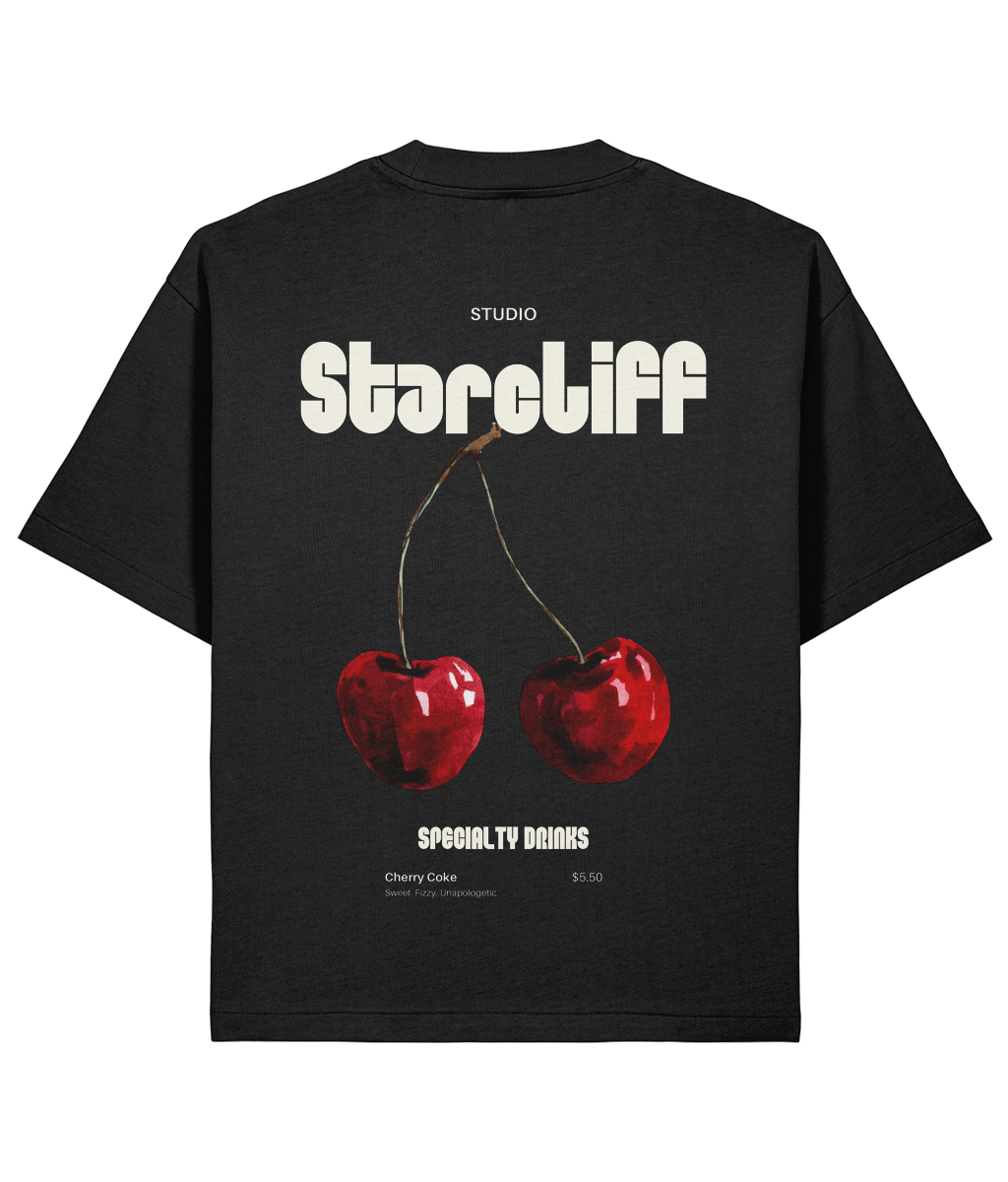 Cherry Oversized Boxy Shirt – Back black