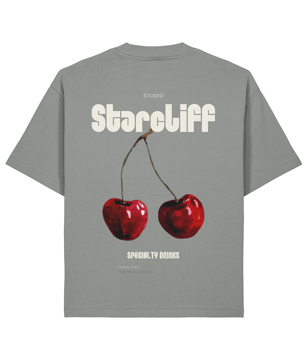 Cherry Oversized Boxy Shirt – Back grey