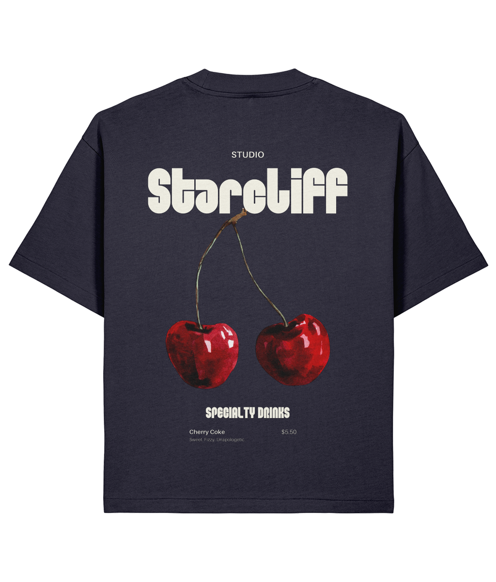 Cherry Oversized Boxy Shirt – Back navy blue