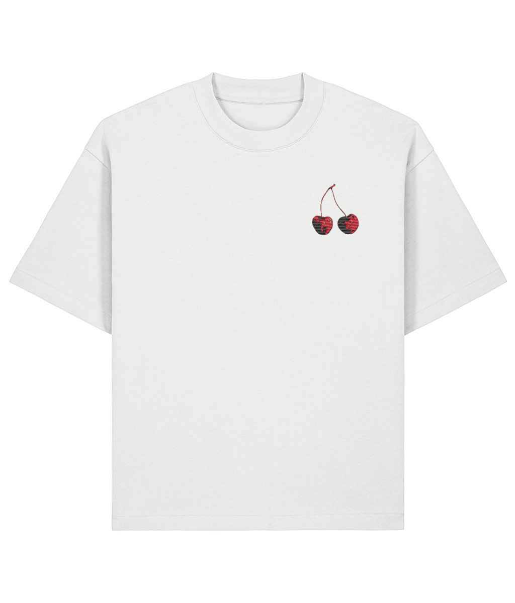 Cherry Oversized Boxy Shirt – White Front