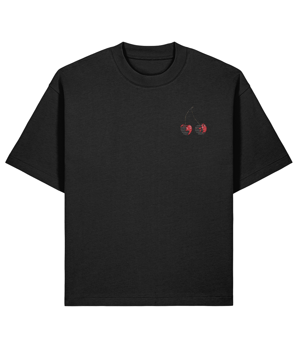 Cherry Oversized Boxy Shirt – black Front