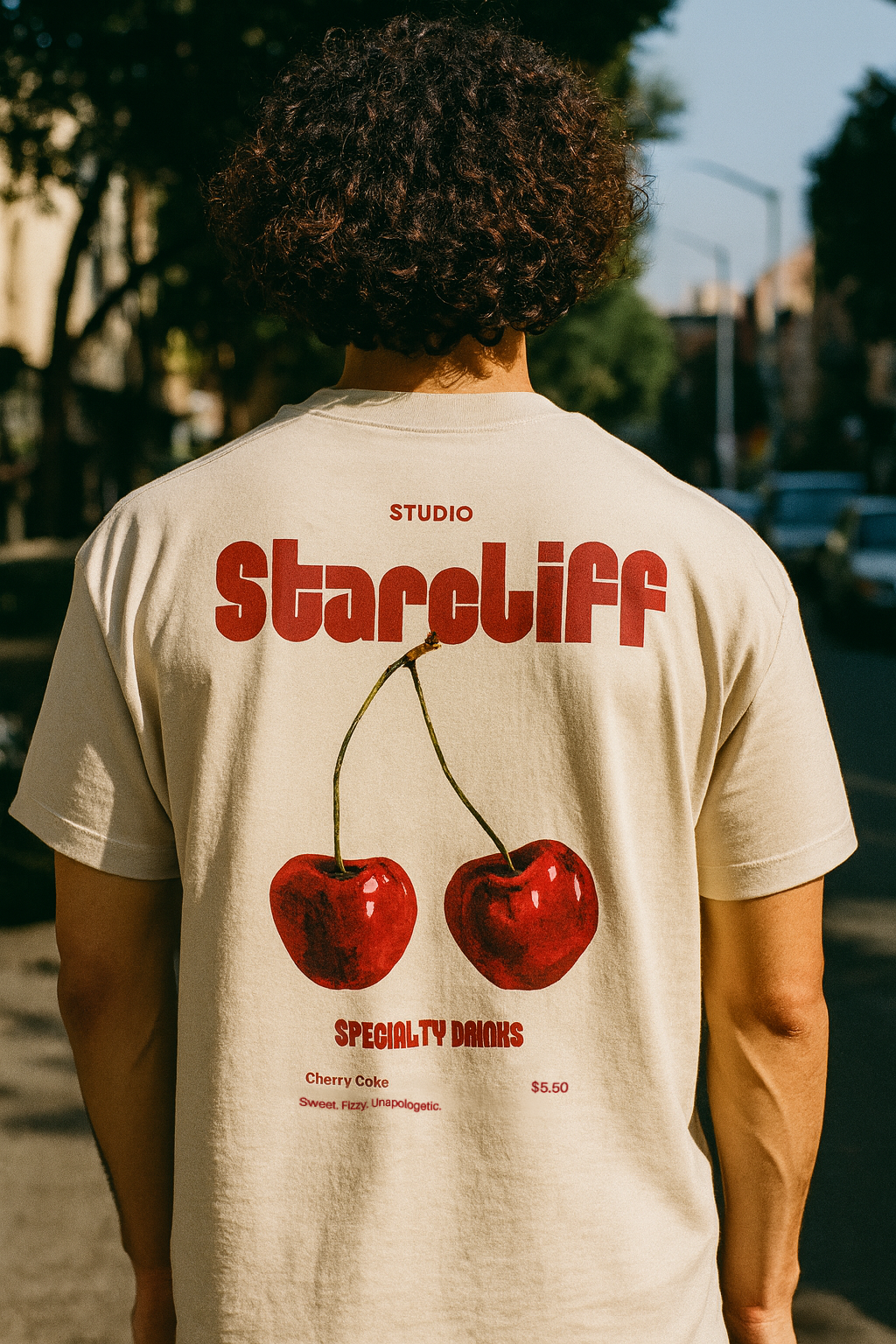 Cherry Oversized Boxy Shirt – creme worn