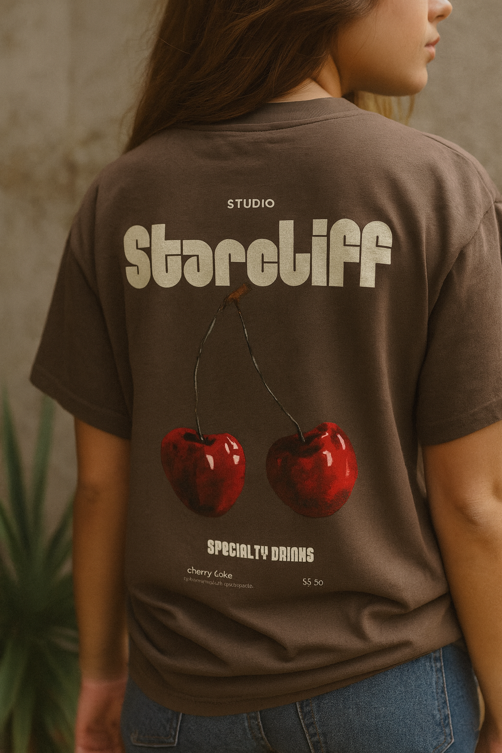 Cherry Oversized Boxy Shirt – mocha worn