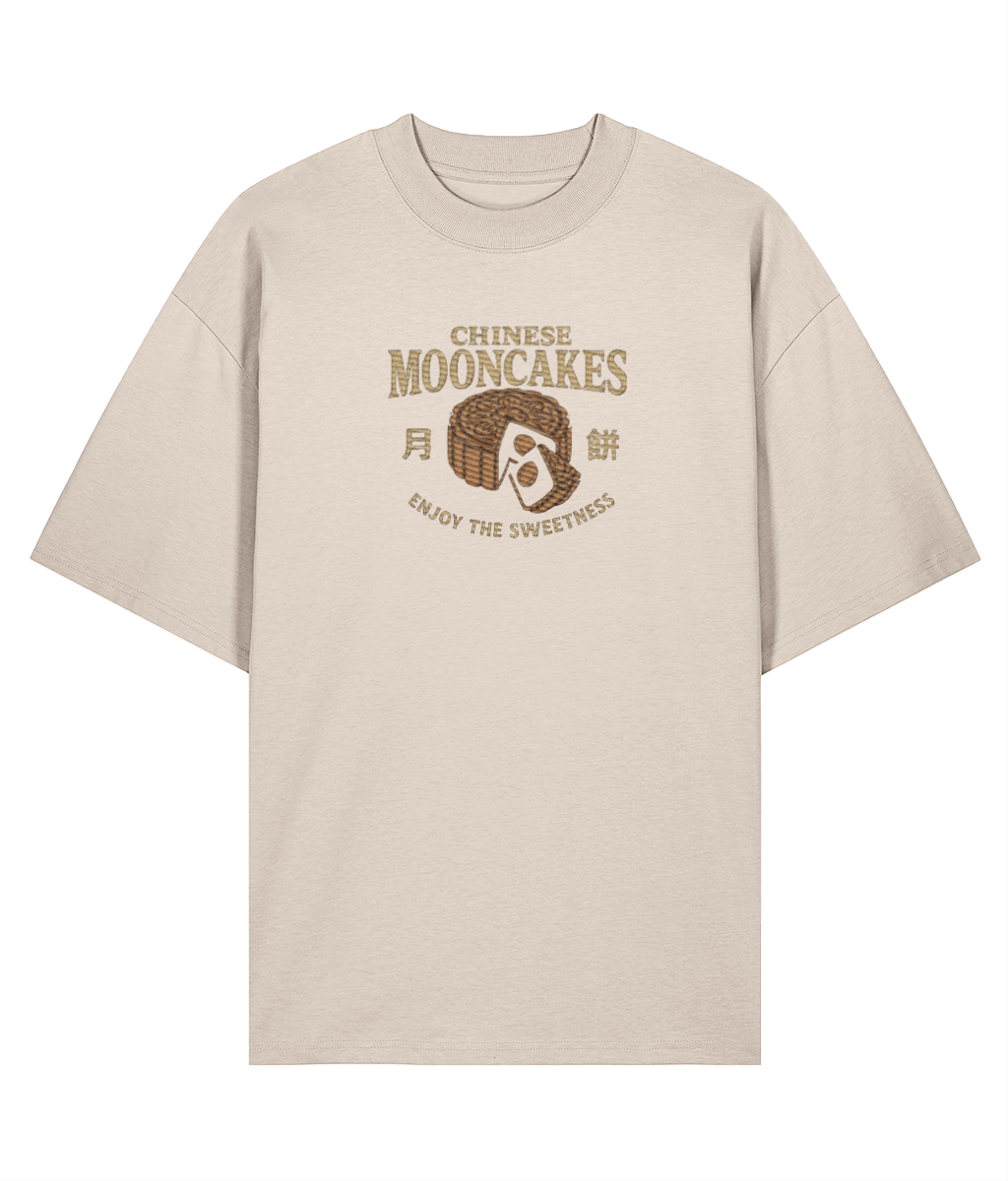 Chinese Mooncakes Embroidered Oversized Shirt – Creme front