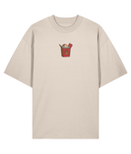 Chinese Takeout Menu Embroidered Oversized Shirt – Creme