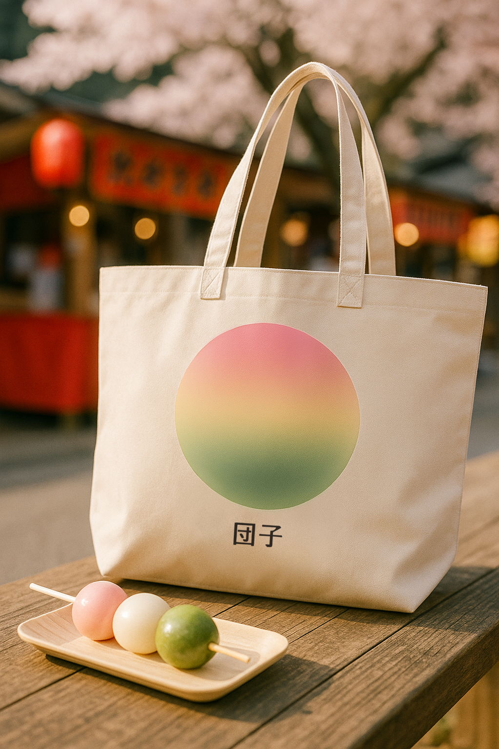 “Dango Sunrise" Tote Bag – detail close up