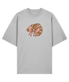 "French Croissant & Bow" Oversized Shirt – grey