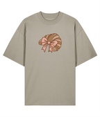 "French Croissant & Bow" Oversized Shirt – mineral grey
