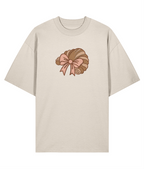 "French Croissant & Bow" Oversized Shirt – off white