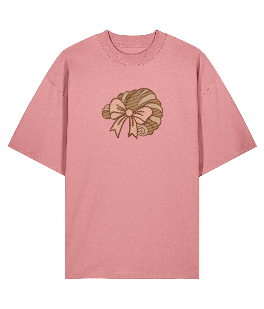 "French Croissant & Bow" Oversized Shirt – pink