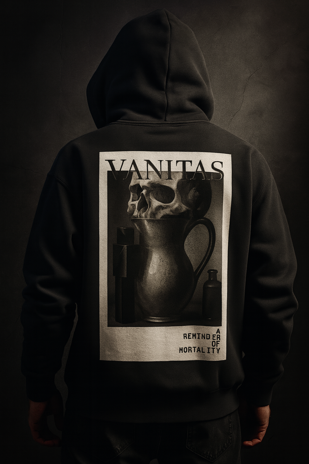 Gothic Vanitas Oversized Hoodie – Black Back Worn
