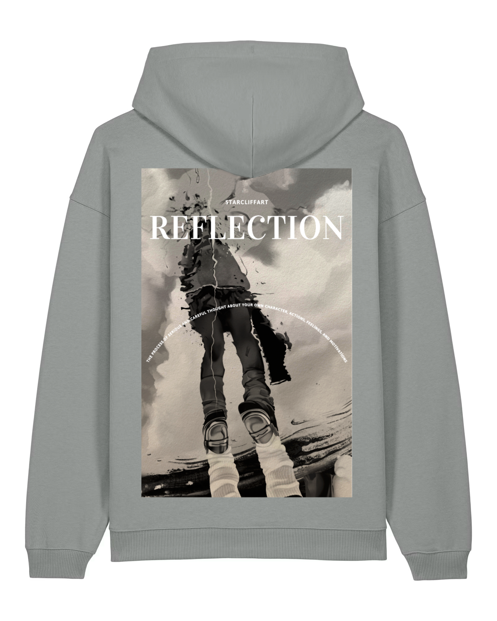Grey Reflection Oversized Hoodie White, Cream & Grey – Organic Cotton by Starcliffart