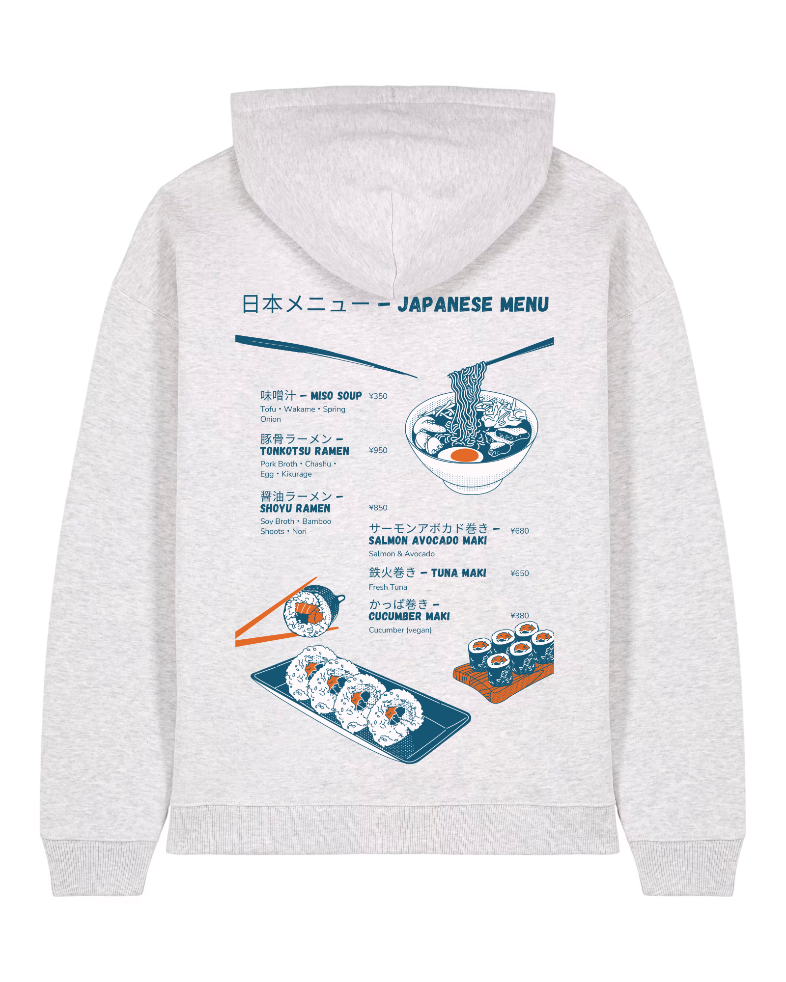 „Nigiri Sushi“ Oversized Hoodie – Multiple Colors Availabe | Organic Cotton with Embroidery by Starcliffart
