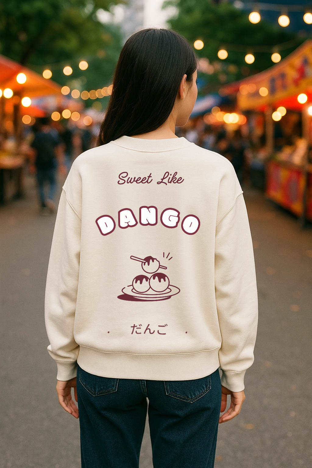 "Sweet Like Dango" Oversized Sweatshirt - Pastel Colors | Organic Cotton with Embroidery by Starcliffart