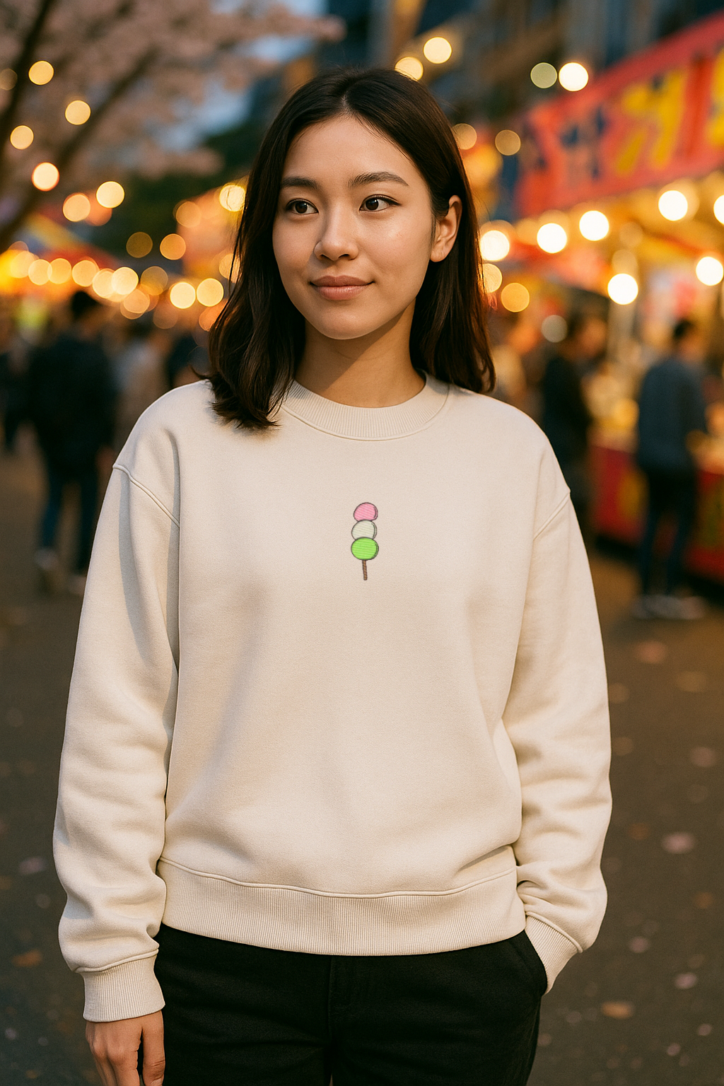 "Sweet Like Dango" Oversized Sweatshirt - Pastel Colors | Organic Cotton with Embroidery by Starcliffart