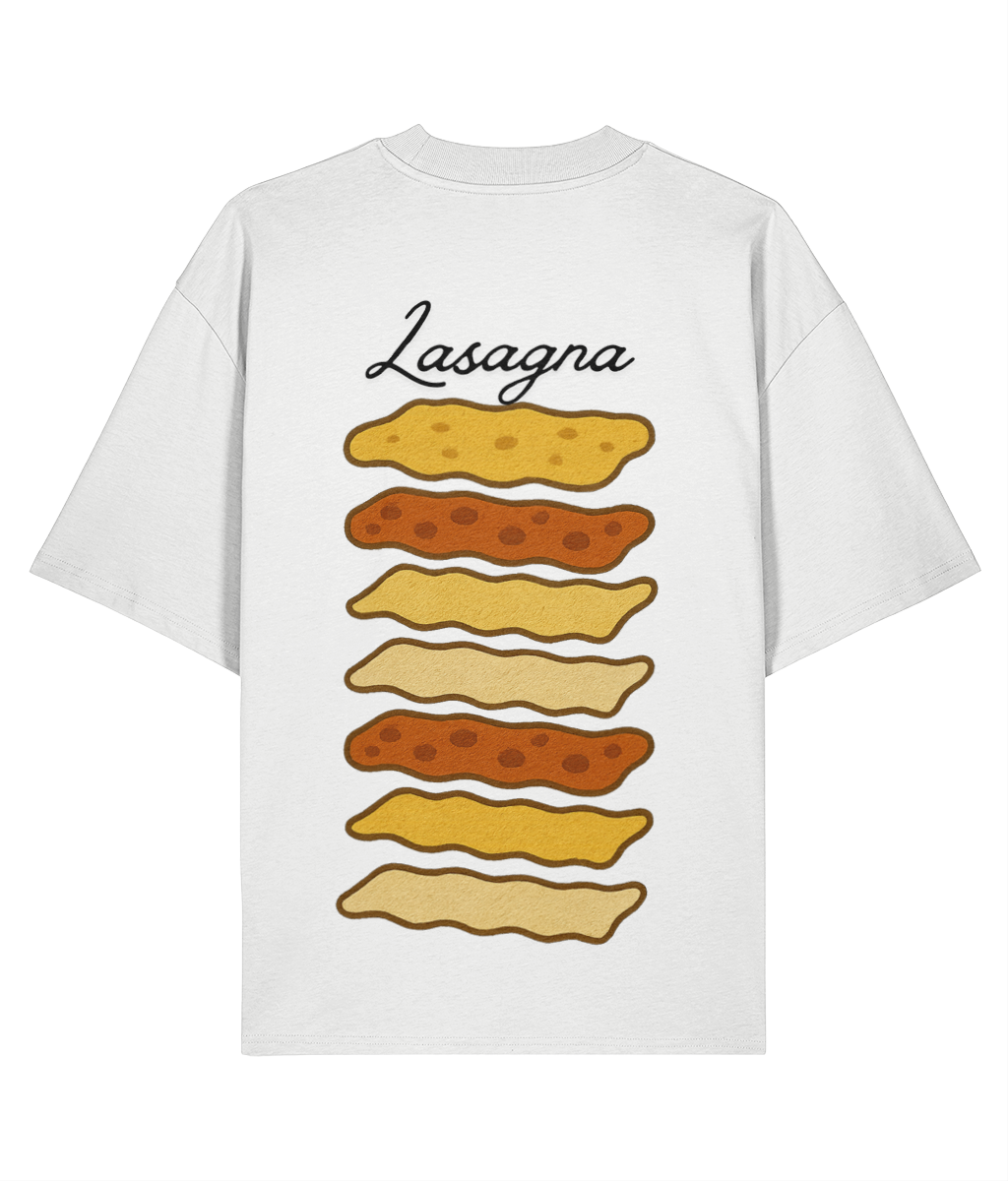 Italian Lasagna Embroidered Oversized Shirt Back print
