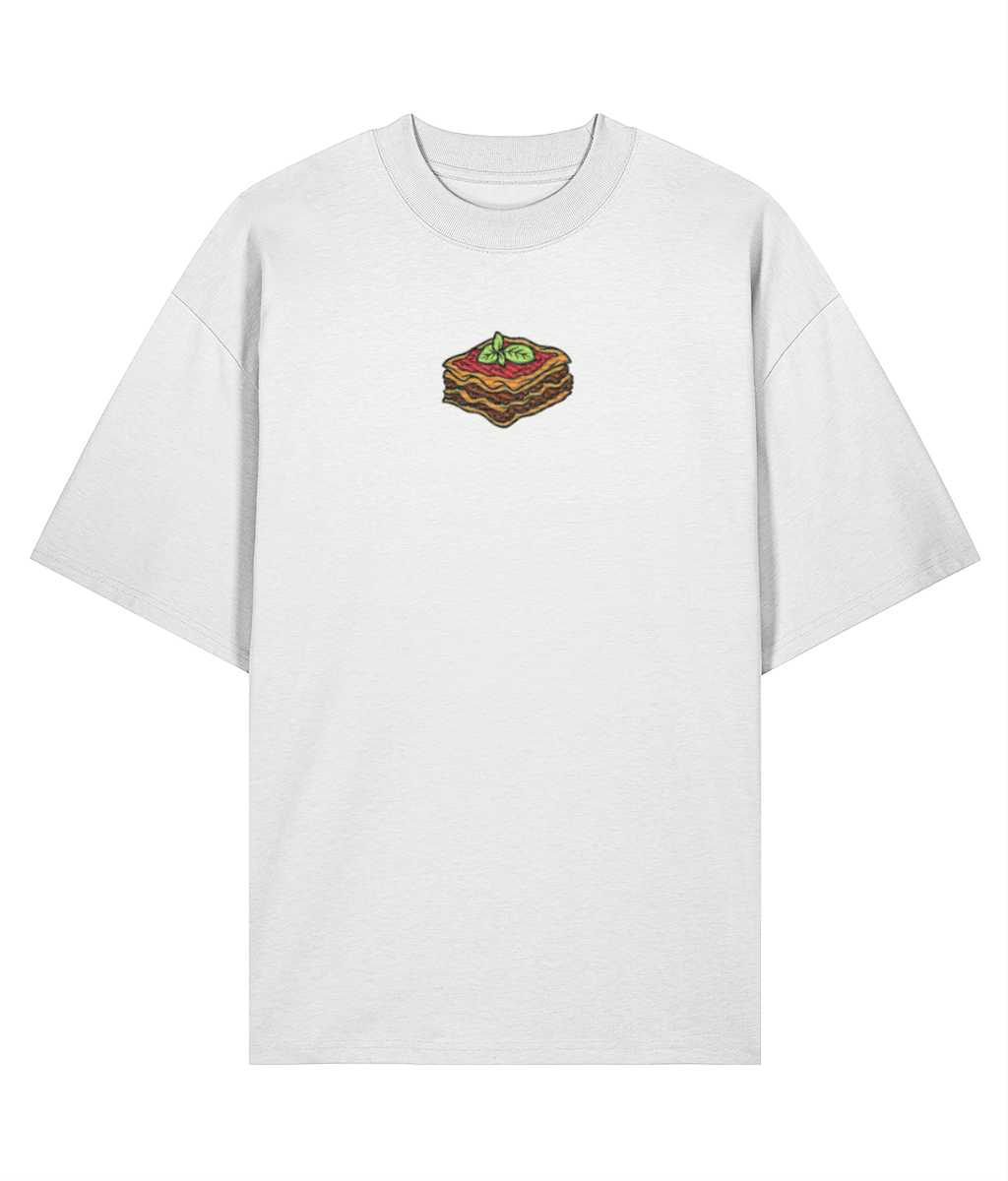 Italian Lasagna Embroidered Oversized Shirt Front 