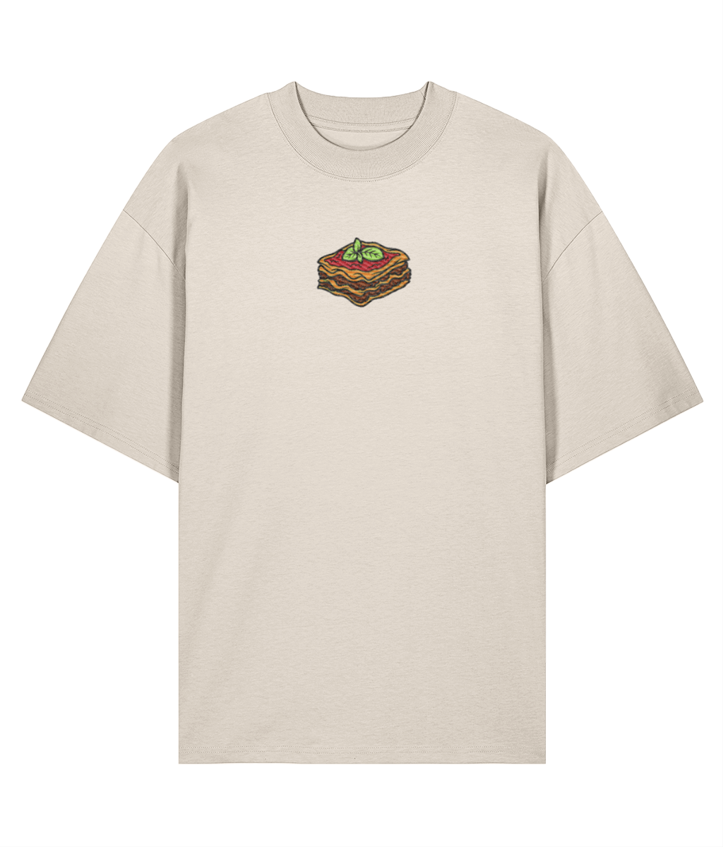 Italian Lasagna Embroidered Oversized Shirt Offwhite