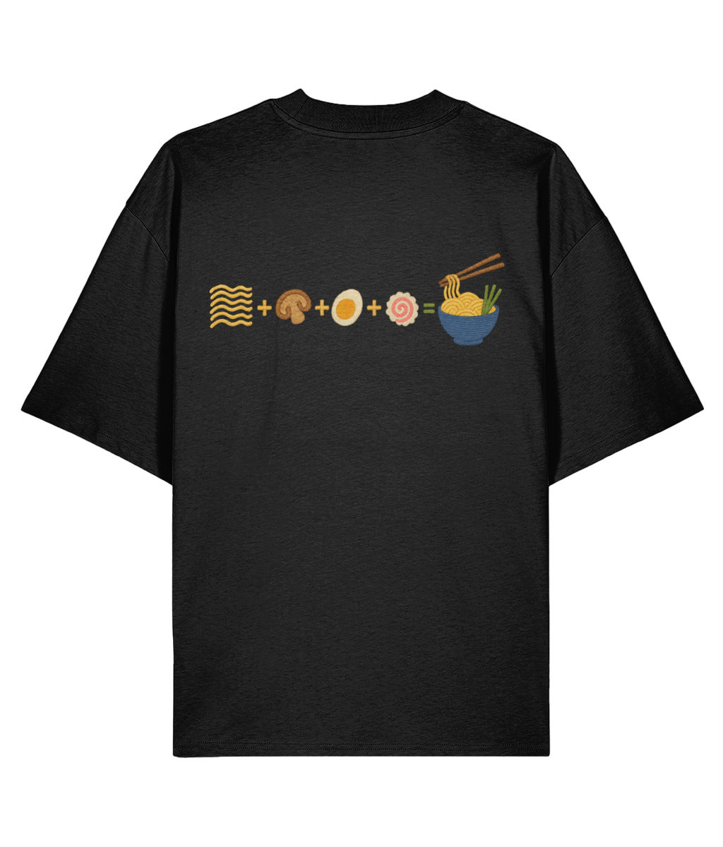 Japanese Naruto Ramen Embroidered Oversized Shirt – Black back