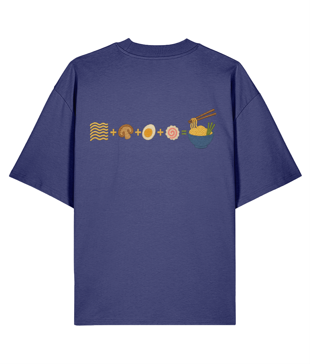 Japanese Naruto Ramen Embroidered Oversized Shirt – Blue back