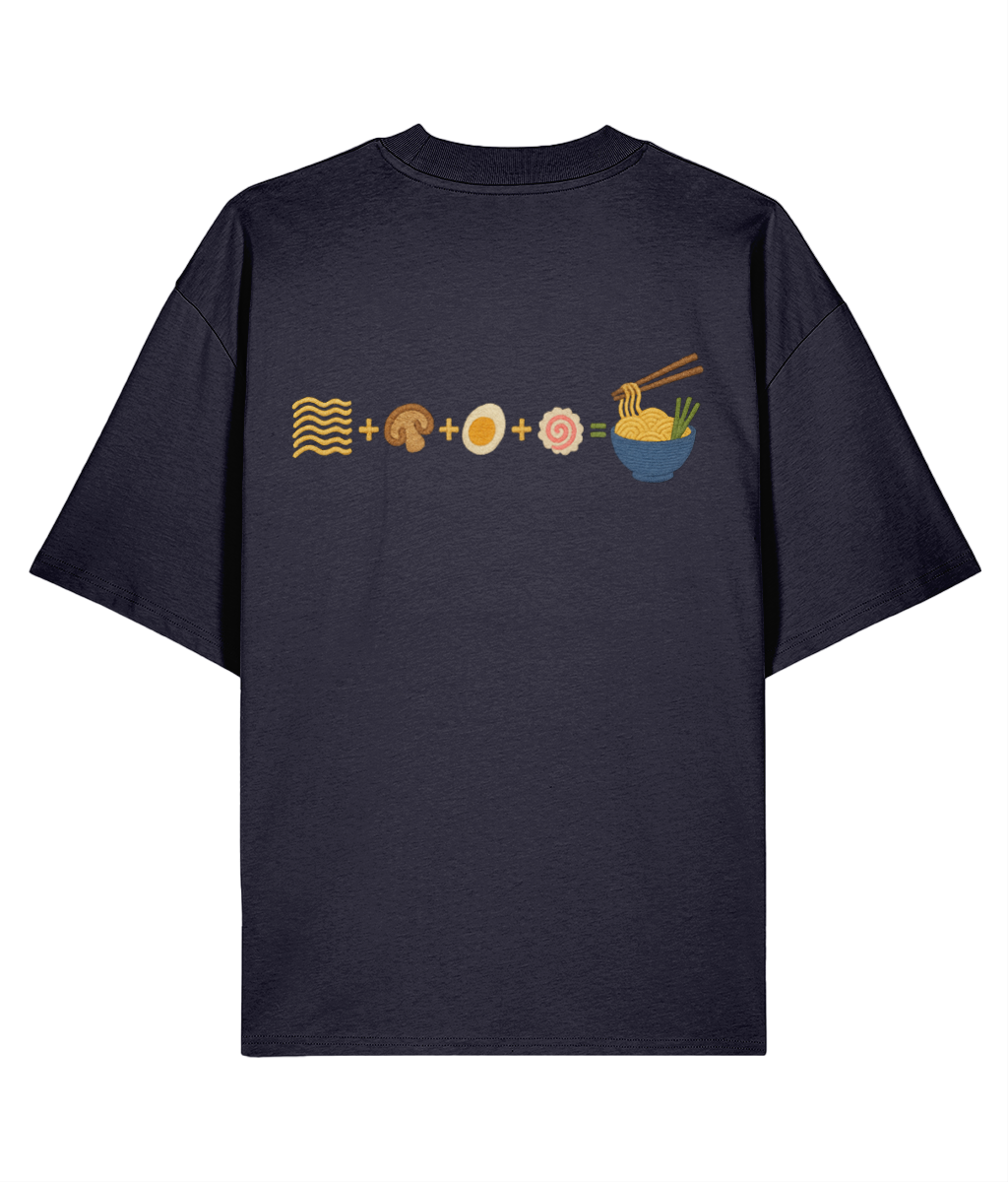 Japanese Naruto Ramen Embroidered Oversized Shirt – Blue navy back