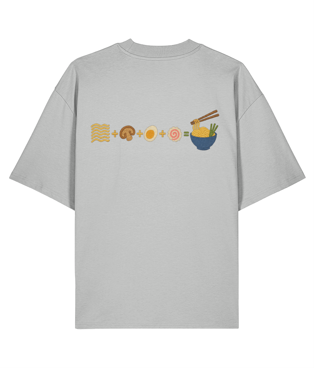 Japanese Naruto Ramen Embroidered Oversized Shirt – Grey. back