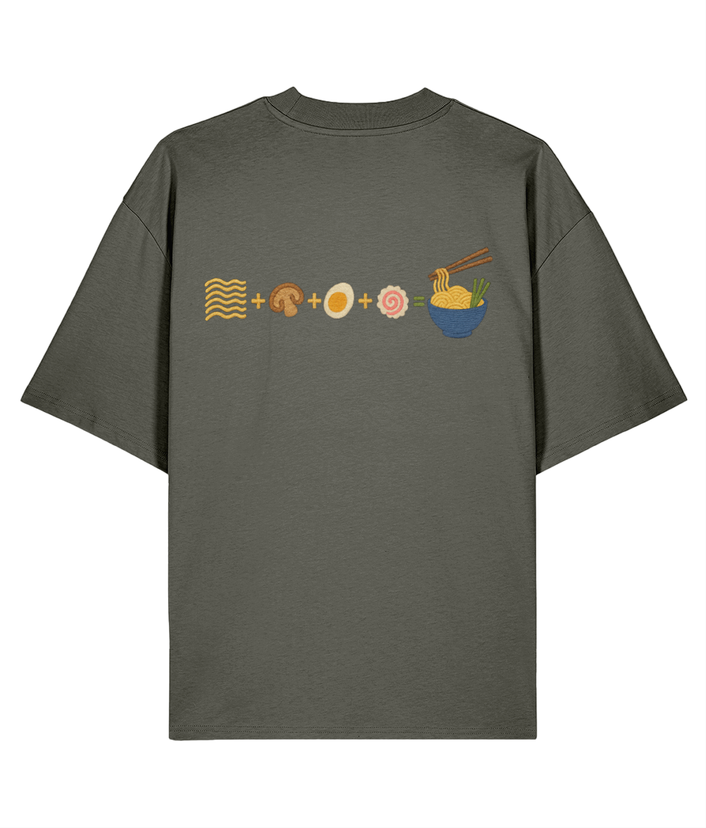 Japanese Naruto Ramen Embroidered Oversized Shirt – Khaki back