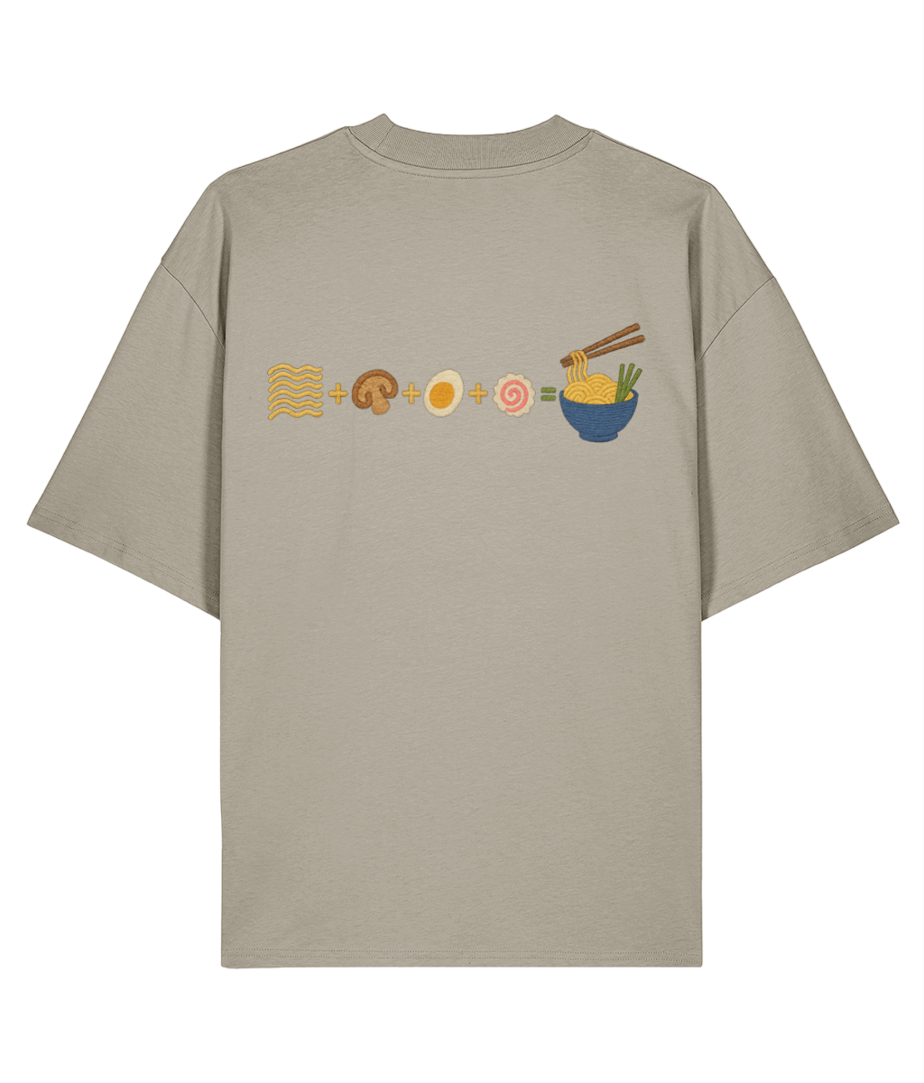 Japanese Naruto Ramen Embroidered Oversized Shirt – Mineral grey back