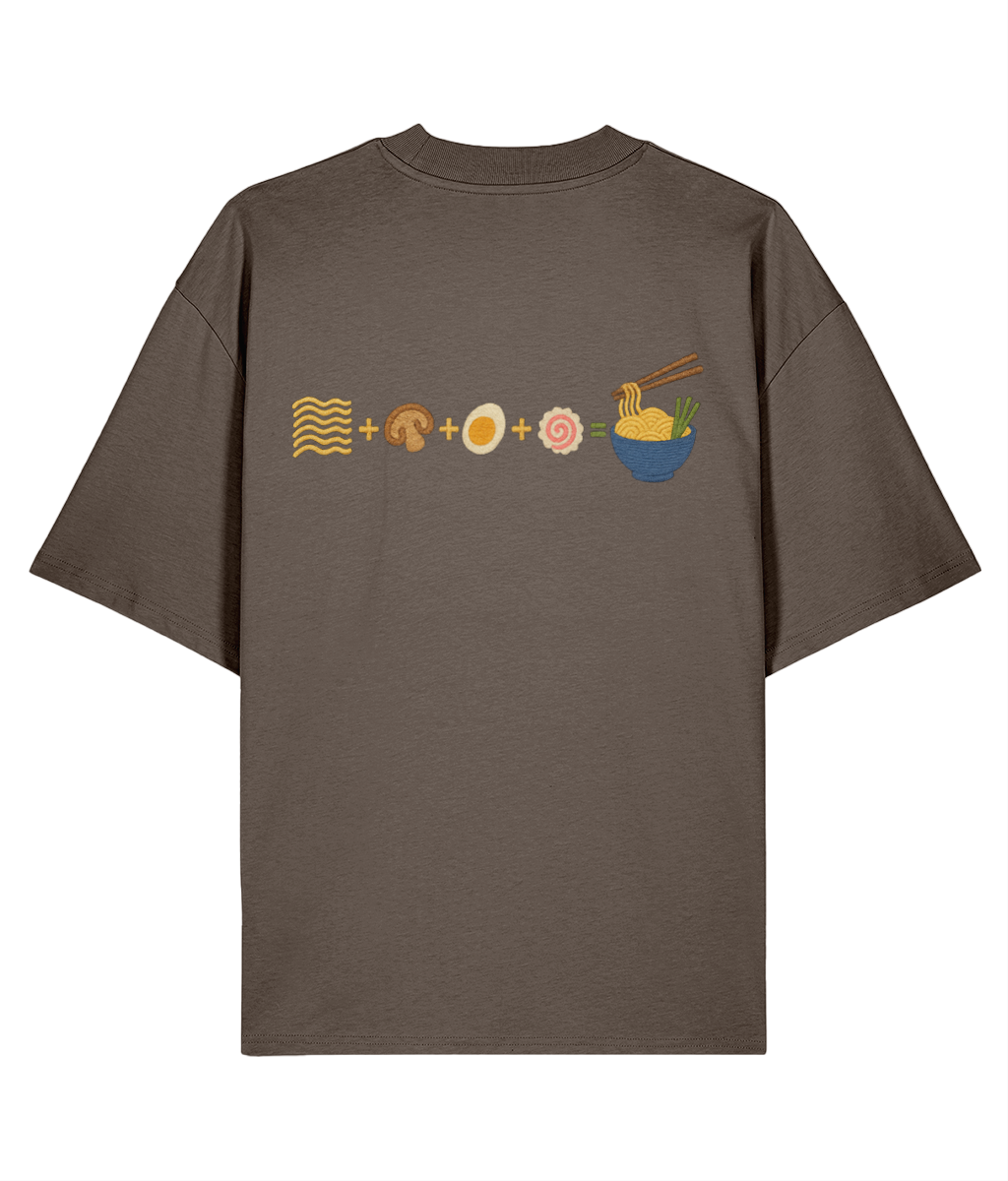 Japanese Naruto Ramen Embroidered Oversized Shirt – Mocha back