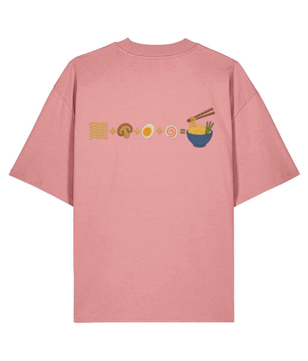 Japanese Naruto Ramen Embroidered Oversized Shirt – Pink back
