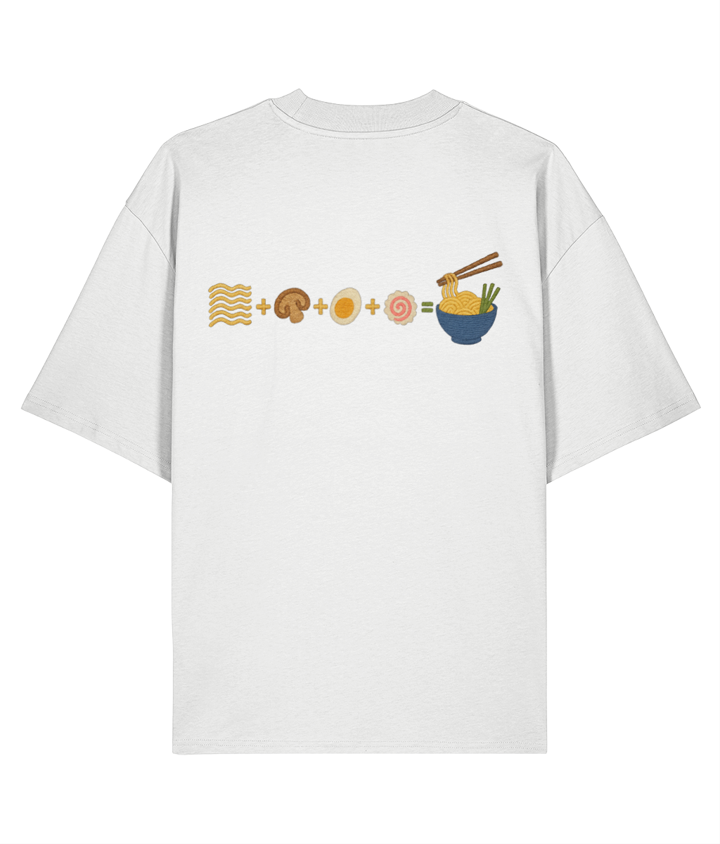 Japanese Naruto Ramen Embroidered Oversized Shirt – White