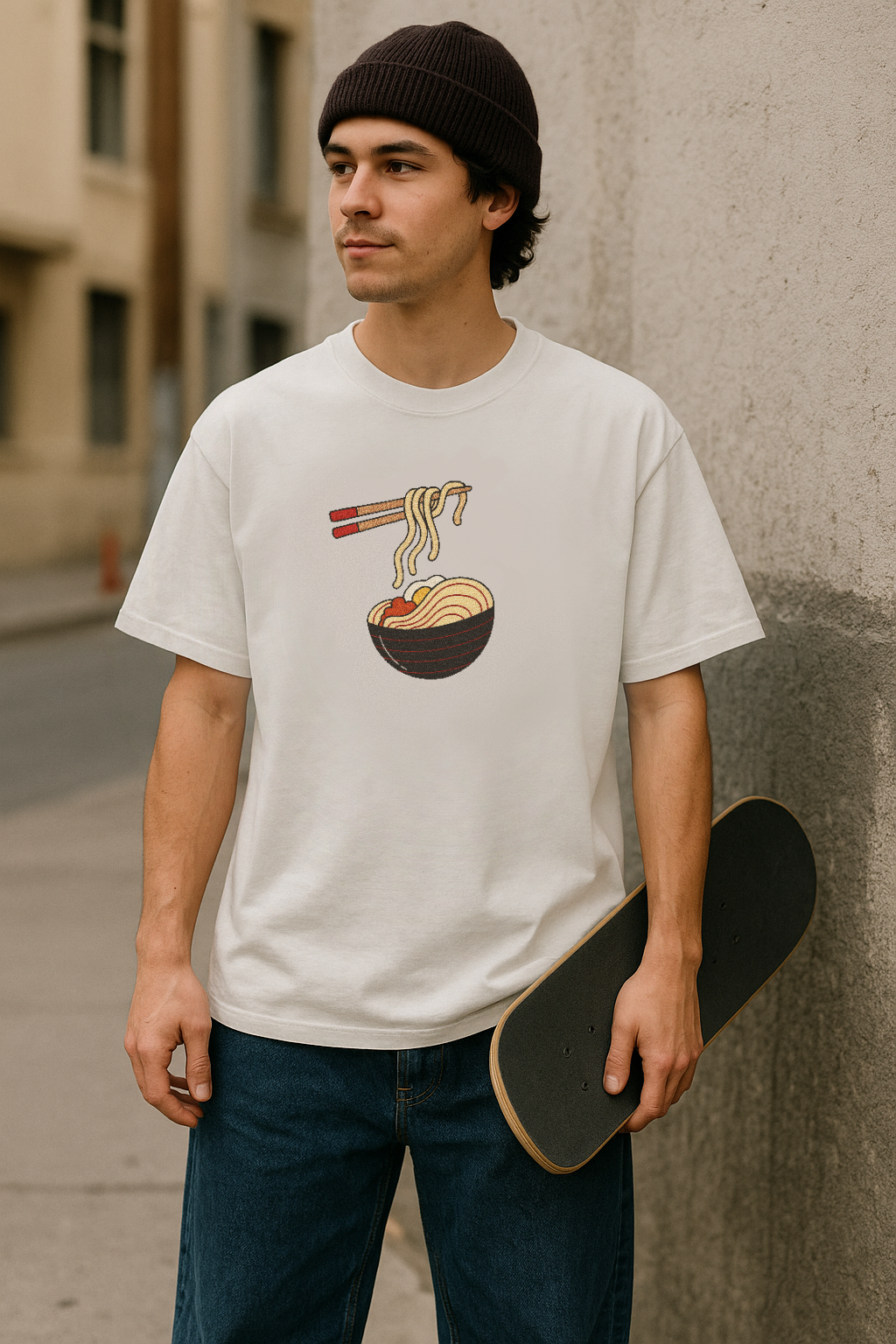 "Japanese Udon Noodles" Oversized Shirt – worn embroidery